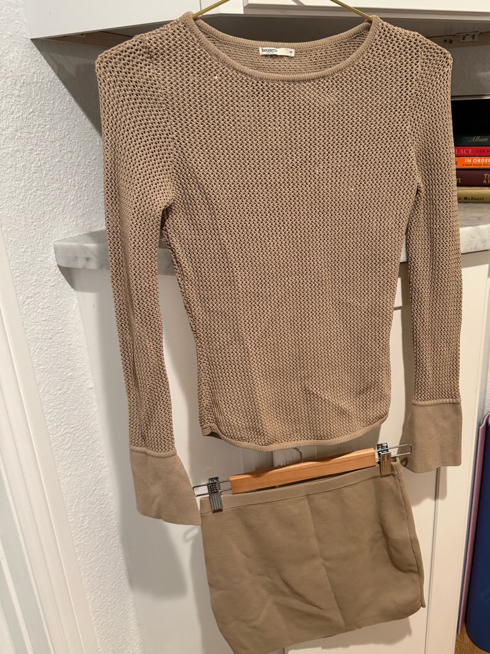 House of CB SET BODEN Beige Knit Top and Skirt Set